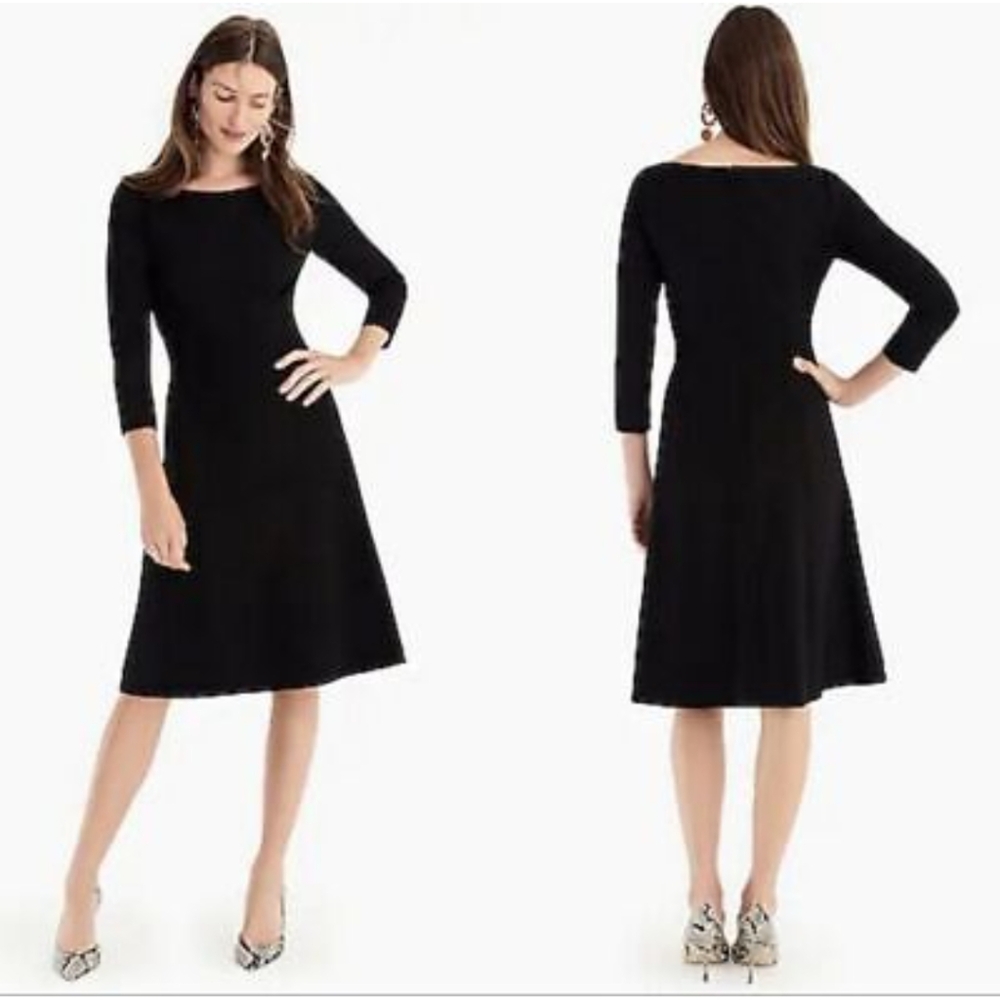 Jcrew size 8 tall black Ponte dress 3/4 sleeves